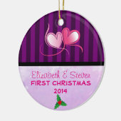 Paarse strepen en zachte lavendeltextuur keramisch ornament (Links)