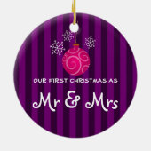 Paarse strepen en zachte lavendeltextuur keramisch ornament (Achterkant)