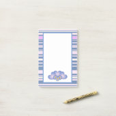 Paarse strepen, harten en bloemen Post-it® Notes (Op bureau)