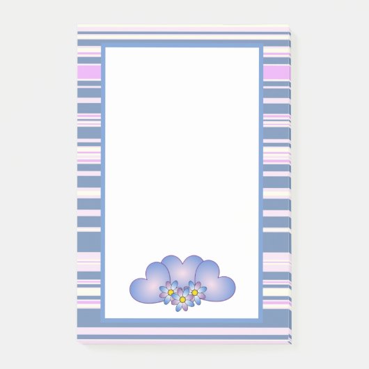 Paarse strepen, harten en bloemen Post-it® Notes (Voorkant)