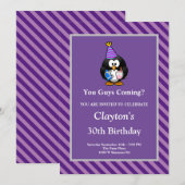 Paarse strepen ingelijst Grappig verjaardagsfeestj Kaart (Voorkant / Achterkant)