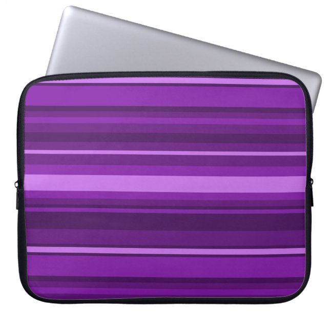 Paarse strepen laptop sleeve (Voorkant)