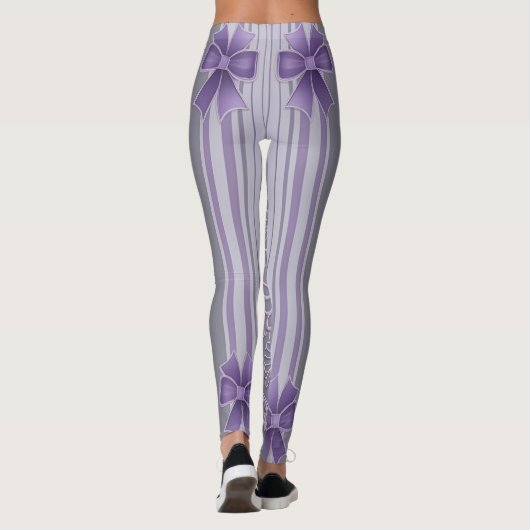 Paarse strepen Lavendel Dream AI kunst Leggings (Achterkant)