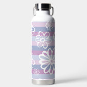 Paarse strepen met bloemetjes waterfles (Voorkant)