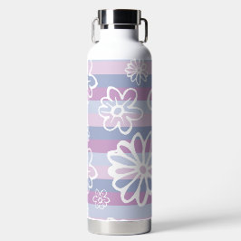 Paarse strepen met bloemetjes waterfles