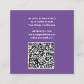 Paarse strepen met QR-code Vierkante Visitekaartje (Achterkant)