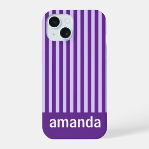 PAARSE STREPEN OP MAAT GEMAAKT NAAM STIJLVOOL MODE iPhone 15 CASE