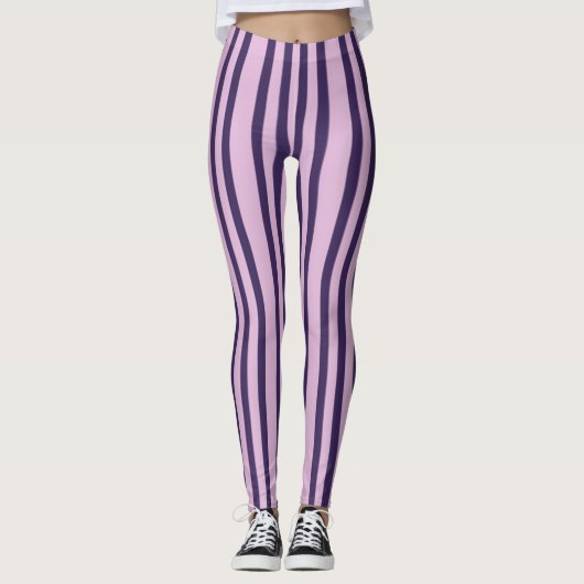 Paarse Strepen Schakeringen Leggings (Voorkant)