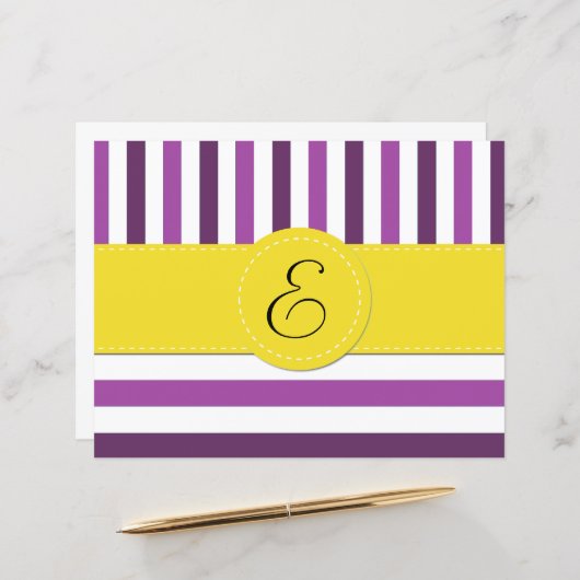 Paarse strepen, streeppatroon, lijnen, monogram (Voorkant / Achterkant in situ)