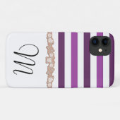 Paarse strepen, streeppatroon, lijnen, monogram Case-Mate iPhone case (Achterkant (horizontaal))
