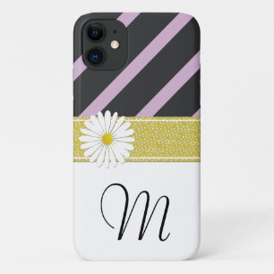 Paarse strepen, streeppatroon, lijnen, monogram iPhone 11 hoesje