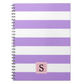 Paarse strepen, streeppatroon, lijnen, monogram notitieboek (Voorkant)