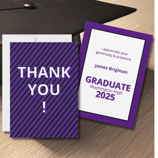 Paarse Strepen Thema Afstuderen Bedankkaart