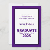 Paarse Strepen Thema Afstuderen Bedankkaart (Achterkant)