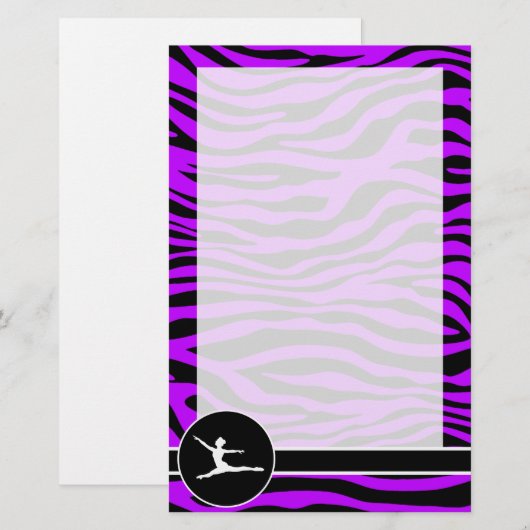 Paarse strepen van elektrische zebra; ballet briefpapier (Voorkant / Achterkant)