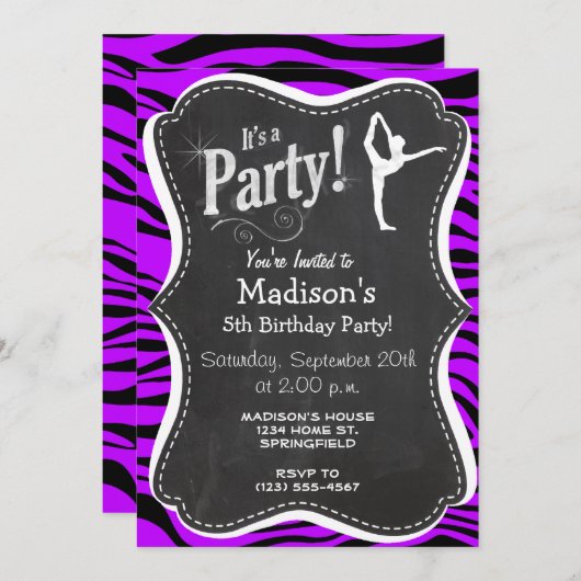 Paarse strepen van elektrische zebra; ballet kaart (Voorkant / Achterkant)