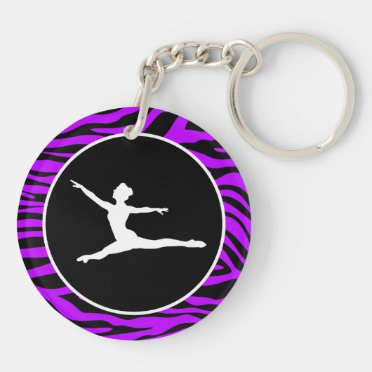 Paarse strepen van elektrische zebra; ballet sleutelhanger (Achterkant)