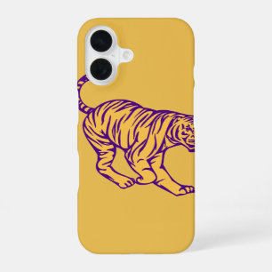 Paarse Strepen Wilde Kat Tijger Illustratie iPhone 16 Hoesje