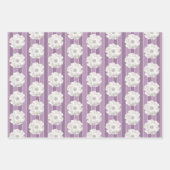 Paarse Strepen Witte Parels Bloem Inpakpapier Vel (Voorkant)