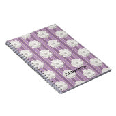 Paarse Strepen Witte Parels Bloem Notitieboek (Rechterzijde)