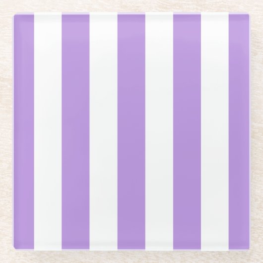 Paarse strepen, witte strepen, gestreept glazen onderzetter (Voorkant)