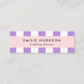 Paarse strepen, witte strepen, gestreept mini visitekaartje (Voorkant)