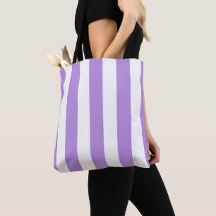 Paarse strepen, witte strepen, gestreept tote bag