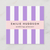 Paarse strepen, witte strepen, gestreept vierkante visitekaartje (Voorkant)