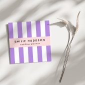 Paarse strepen, witte strepen, gestreept vierkante visitekaartje