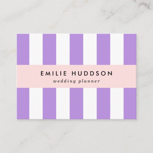 Paarse strepen, witte strepen, gestreept visitekaartje (Voorkant)
