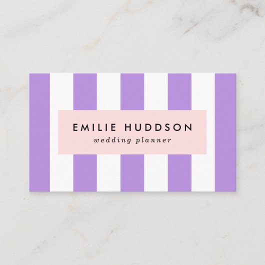 Paarse strepen, witte strepen, gestreept visitekaartje (Voorkant)
