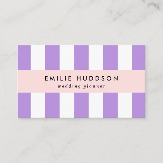 Paarse strepen, witte strepen, gestreept visitekaartje (Voorkant)