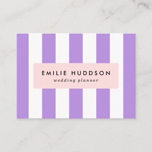Paarse strepen, witte strepen, gestreept visitekaartje (Voorkant)