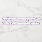 Paarse Strepen Zilver Confetti Baby shower Label Waterfles Etiket (Enkel label)