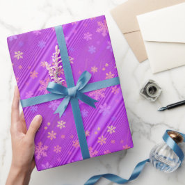 Paarse Striations Snowflakes X'mas Wrapping Paper Cadeaupapier