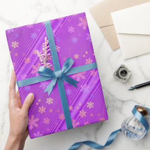 Paarse Striations Snowflakes X'mas Wrapping Paper Cadeaupapier