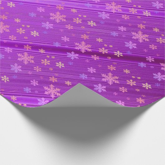 Paarse Striations Snowflakes X'mas Wrapping Paper Cadeaupapier (Hoek)
