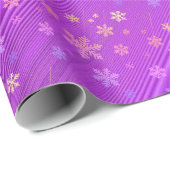 Paarse Striations Snowflakes X'mas Wrapping Paper Cadeaupapier (Rol Hoek)