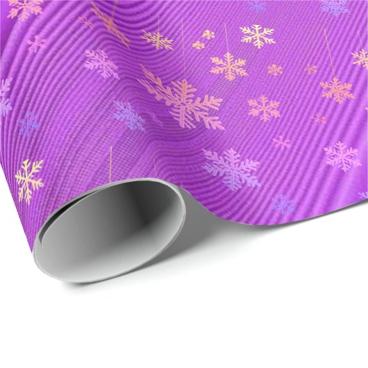Paarse Striations Snowflakes X'mas Wrapping Paper Cadeaupapier (Rol Hoek)