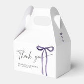 Paarse strik die de knoop legt bruidsfeest Gable Bedankdoosjes (Voorkant Zijde)