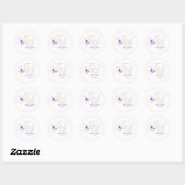 Paarse Strik Elegant Script Bedankt Ronde Sticker (Vel)