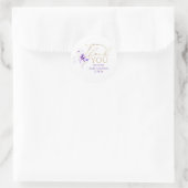 Paarse Strik Elegant Script Bedankt Ronde Sticker (Tas)