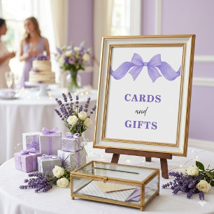 Paarse Strik Geschenken Bruiloftsfeest Bord Poster