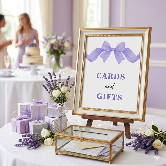 Paarse Strik Geschenken Bruiloftsfeest Bord Poster