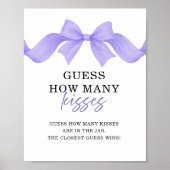 Paarse Strik Hoeveel Kusjes Bruiloftsfeest Poster (Voorkant)