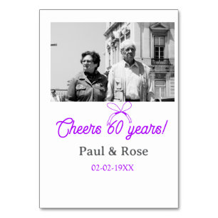 Paarse strik juicht 60 jaar trouwdag kaart