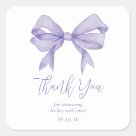 Paarse Strik Meisje Baby Shower Bedankt Vierkante Sticker