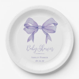 Paarse Strik Meisje Baby Shower Papieren Bordje