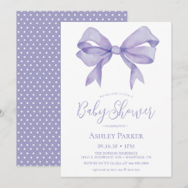 Paarse Strik Meisje Baby Shower Uitnodiging