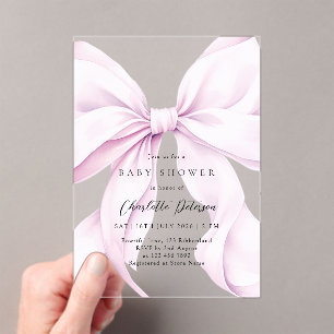 Paarse Strik Meisje Baby Shower Uitnodiging